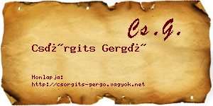 Csörgits Gergő névjegykártya